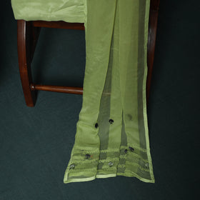 Green - Hand Embroidered Muslin 3pc Unstitched Dress Material 10