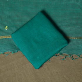 Plain Kota Doria Cotton Embroidered 3pc Unstitched Dress Material Suit Set 12