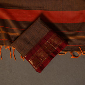 Dharwad Cotton 3pc Plain Unstitched Dress Material Suit Set with Zari Border 35