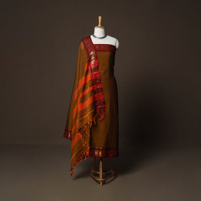Dharwad Cotton 3pc Plain Unstitched Dress Material Suit Set with Zari Border 35