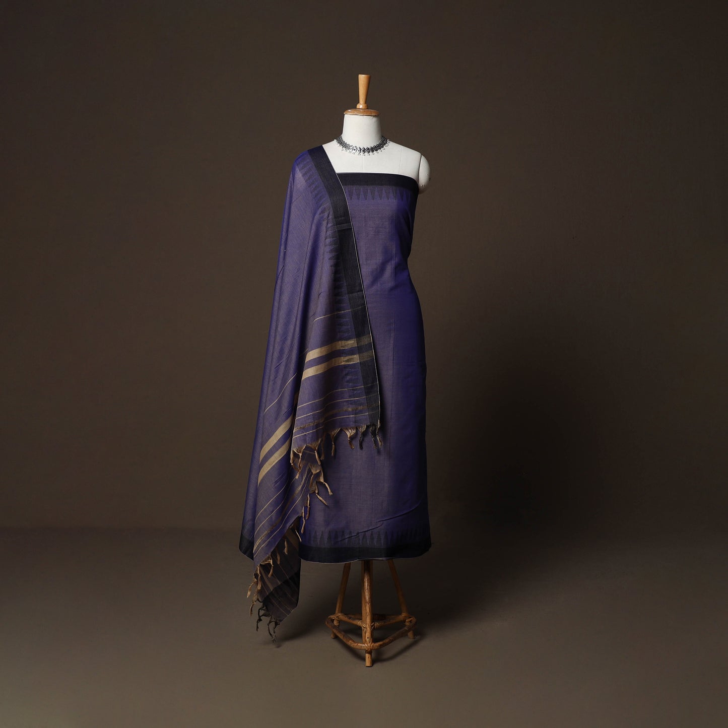 Dharwad Cotton 3pc Plain Unstitched Dress Material Suit Set with Woven Border 36