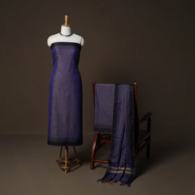 Dharwad Cotton 3pc Plain Unstitched Dress Material Suit Set with Woven Border 36