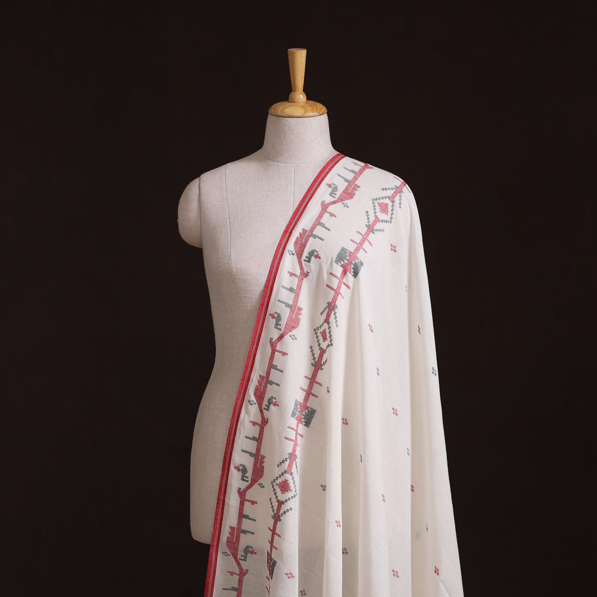 Phulia Jamdani Buti Pure Handloom Cotton Fabric (Count 92/60) 06