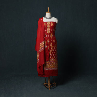3pc Heavy Chain Stitch Embroidered Wool Unstitched Dress Material Suit Set 41