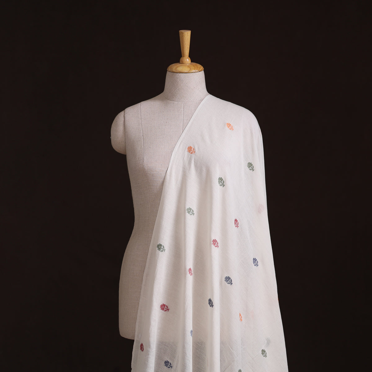 Phulia Jamdani Buti Pure Handloom Cotton Fabric (Count 92/60) 10