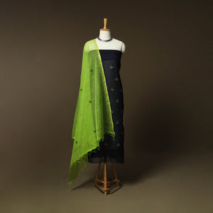 Plain Kota Doria Cotton Embroidered 3pc Unstitched Dress Material Suit Set 14