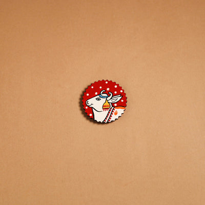 Red - pichwai handpainted wooden fridge magnet 27