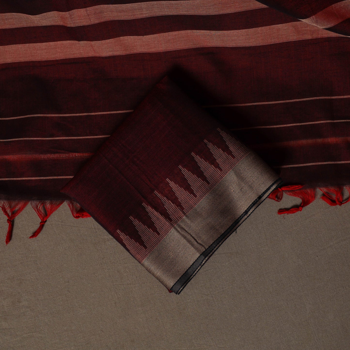 Dharwad Cotton 3pc Plain Unstitched Dress Material Suit Set with Woven Border 38