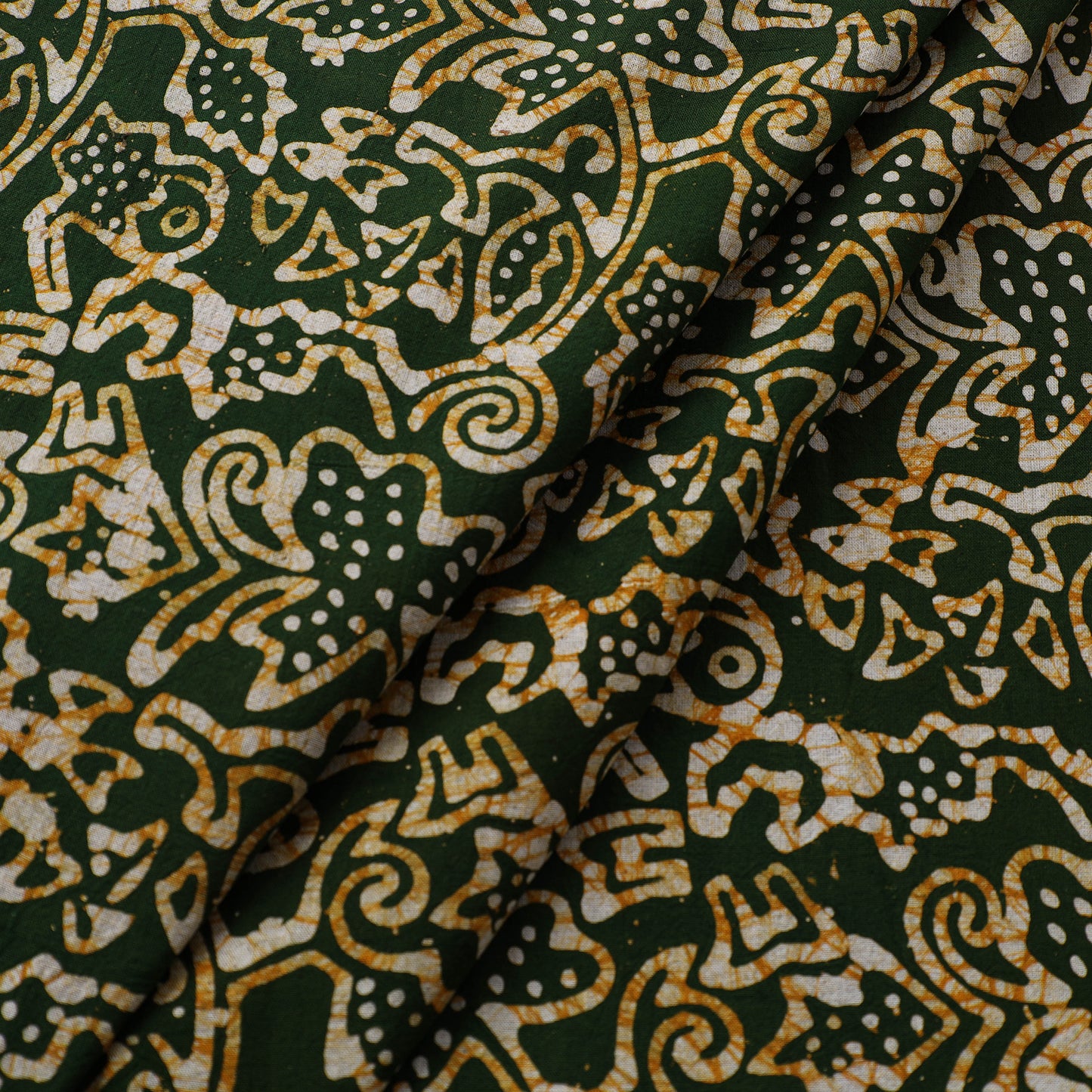 Green - Pure Cotton Kutch Batik Print Fabric 23