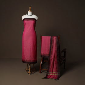 Dharwad Cotton 3pc Plain Unstitched Dress Material Suit Set with Woven Border 39