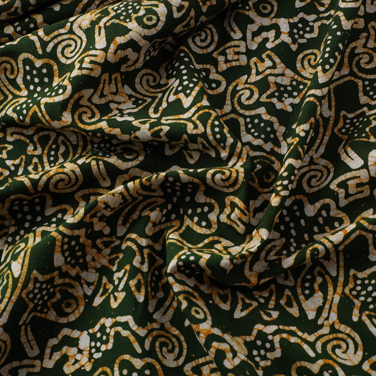 Green - Pure Cotton Kutch Batik Print Fabric 23