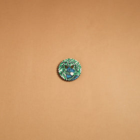 Green - gond handpainted wooden fridge magnet 30