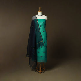 Plain Kota Doria Cotton Embroidered 3pc Unstitched Dress Material Suit Set 16