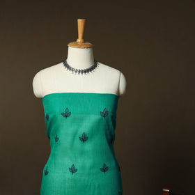 Plain Kota Doria Cotton Embroidered 3pc Unstitched Dress Material Suit Set 16