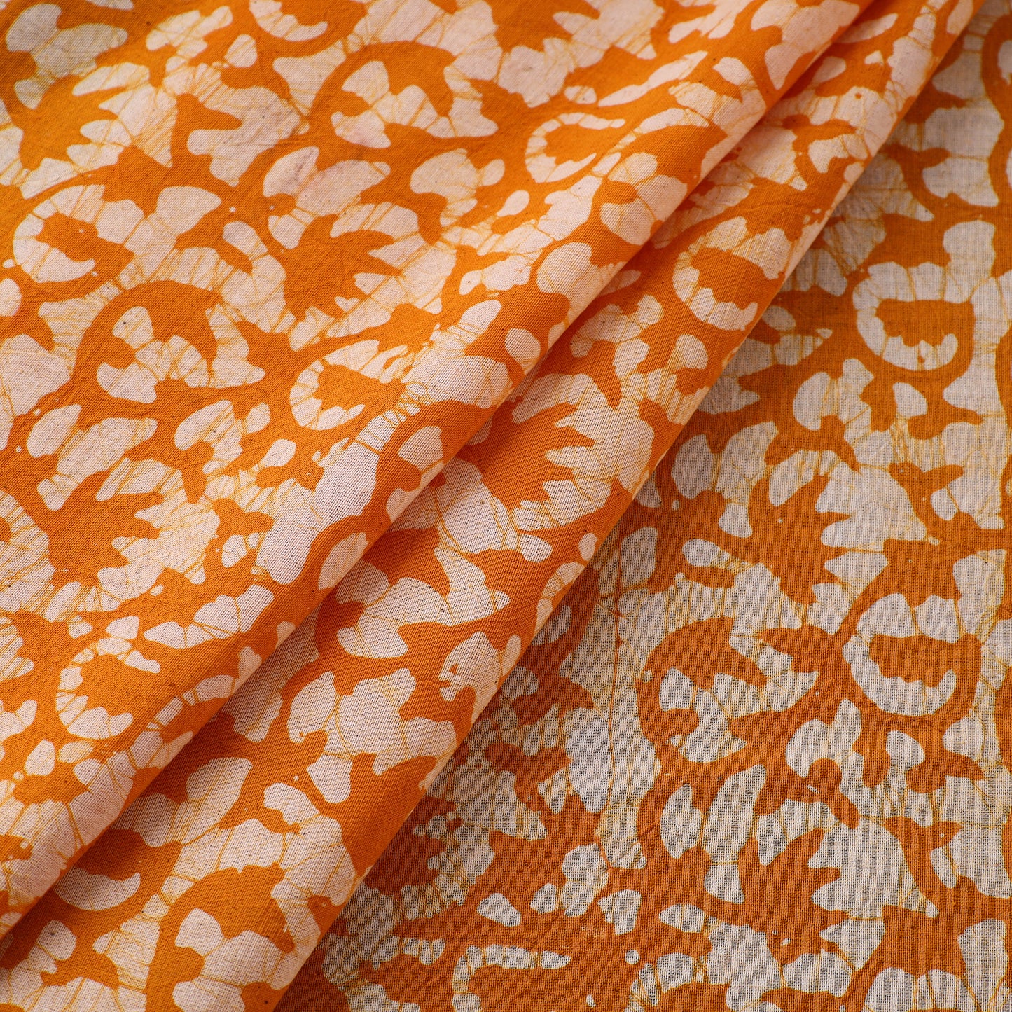 Orange - Pure Cotton Kutch Batik Print Fabric 28