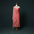 Pink - Hand Embroidered Muslin 3pc Unstitched Dress Material 04
