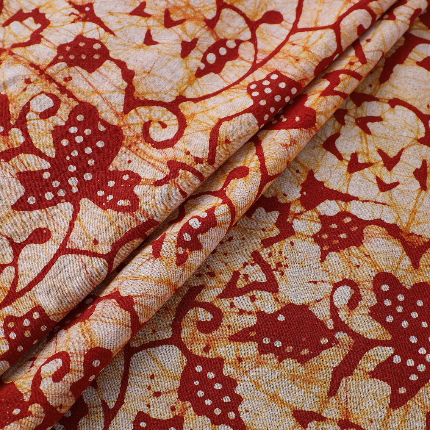 Red - Pure Cotton Kutch Batik Print Fabric 29