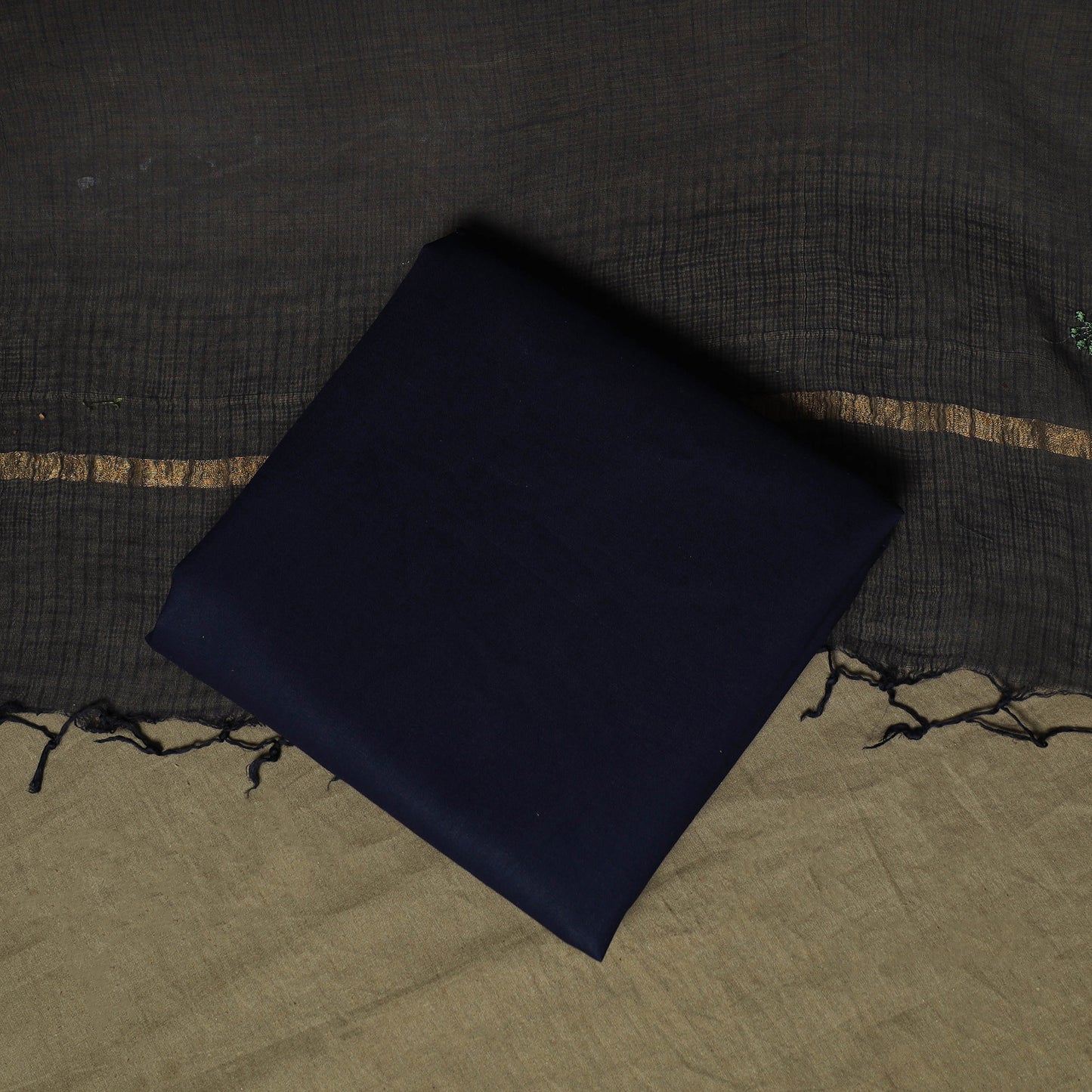 Plain Kota Doria Cotton Embroidered 3pc Unstitched Dress Material Suit Set 16