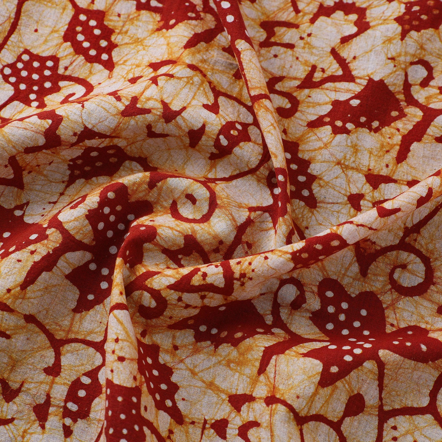 Red - Pure Cotton Kutch Batik Print Fabric 29