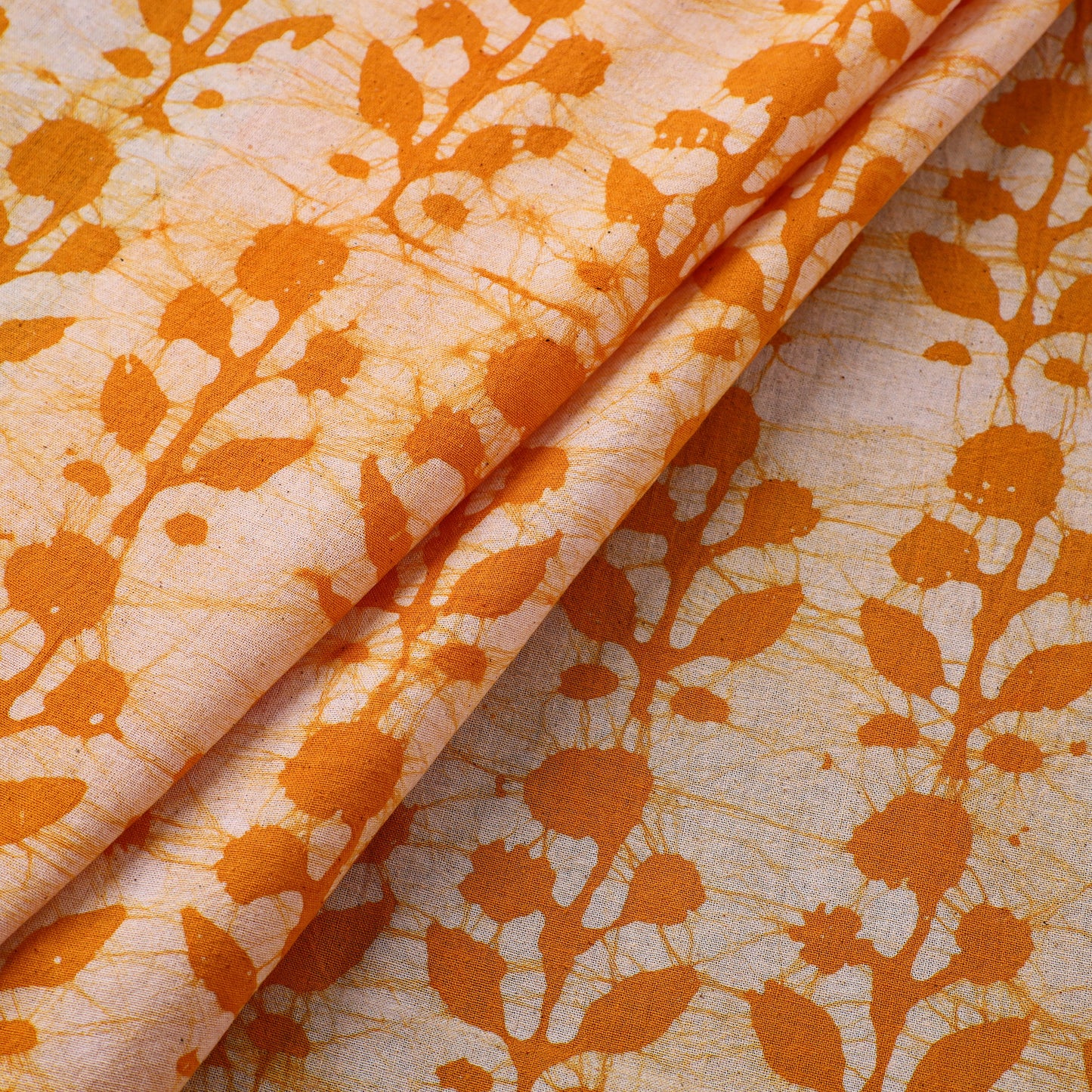 Orange - Pure Cotton Kutch Batik Print Fabric 30