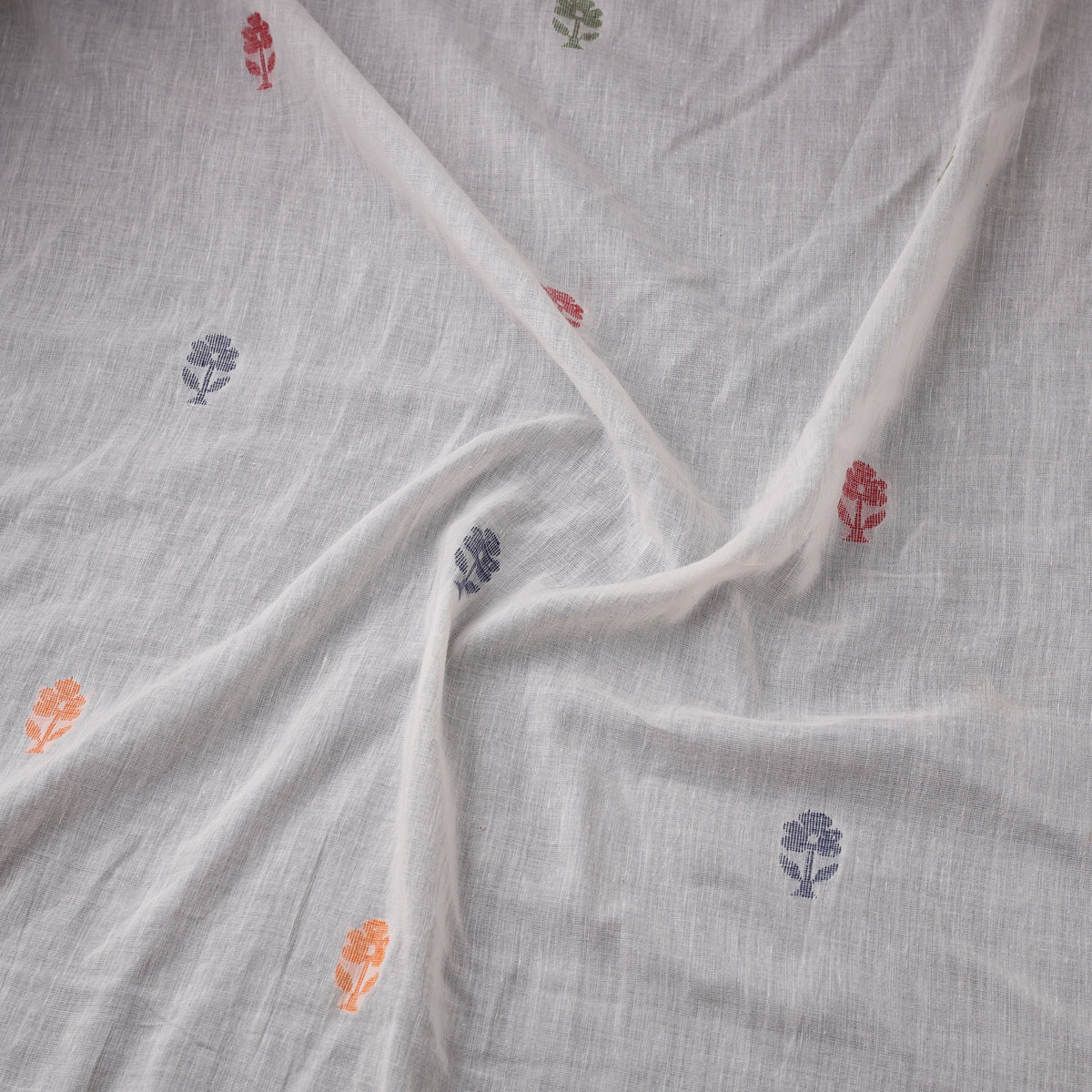 Phulia Jamdani Buti Pure Handloom Cotton Fabric (Count 92/60) 10