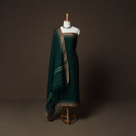 Dharwad Cotton 3pc Plain Unstitched Dress Material Suit Set with Woven Border 41
