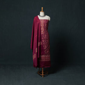 3pc Heavy Embroidered Wool Unstitched Dress Material Suit Set 45