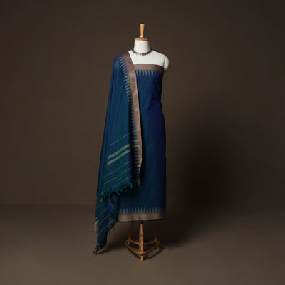 Dharwad Cotton 3pc Plain Unstitched Dress Material Suit Set with Woven Border 42