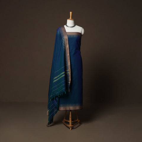 Dharwad Cotton 3pc Plain Unstitched Dress Material Suit Set with Woven Border 42