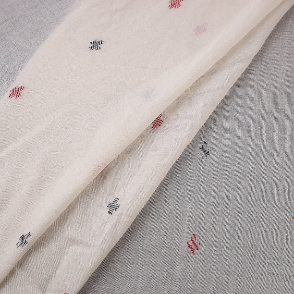 Phulia Jamdani Buti Pure Handloom Cotton Fabric (Count 92/60) 09