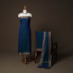 Dharwad Cotton 3pc Plain Unstitched Dress Material Suit Set with Woven Border 42