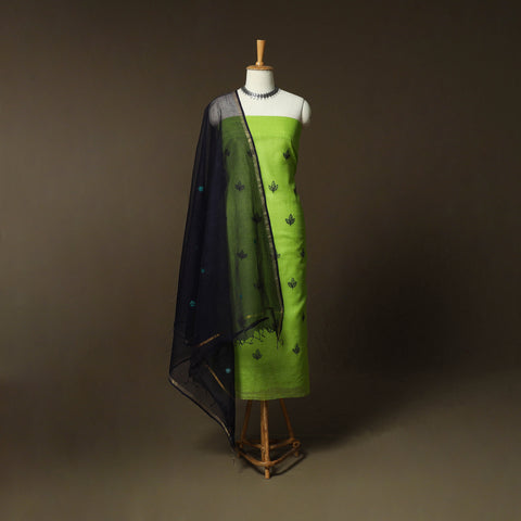 Plain Kota Doria Cotton Embroidered 3pc Unstitched Dress Material Suit Set 17