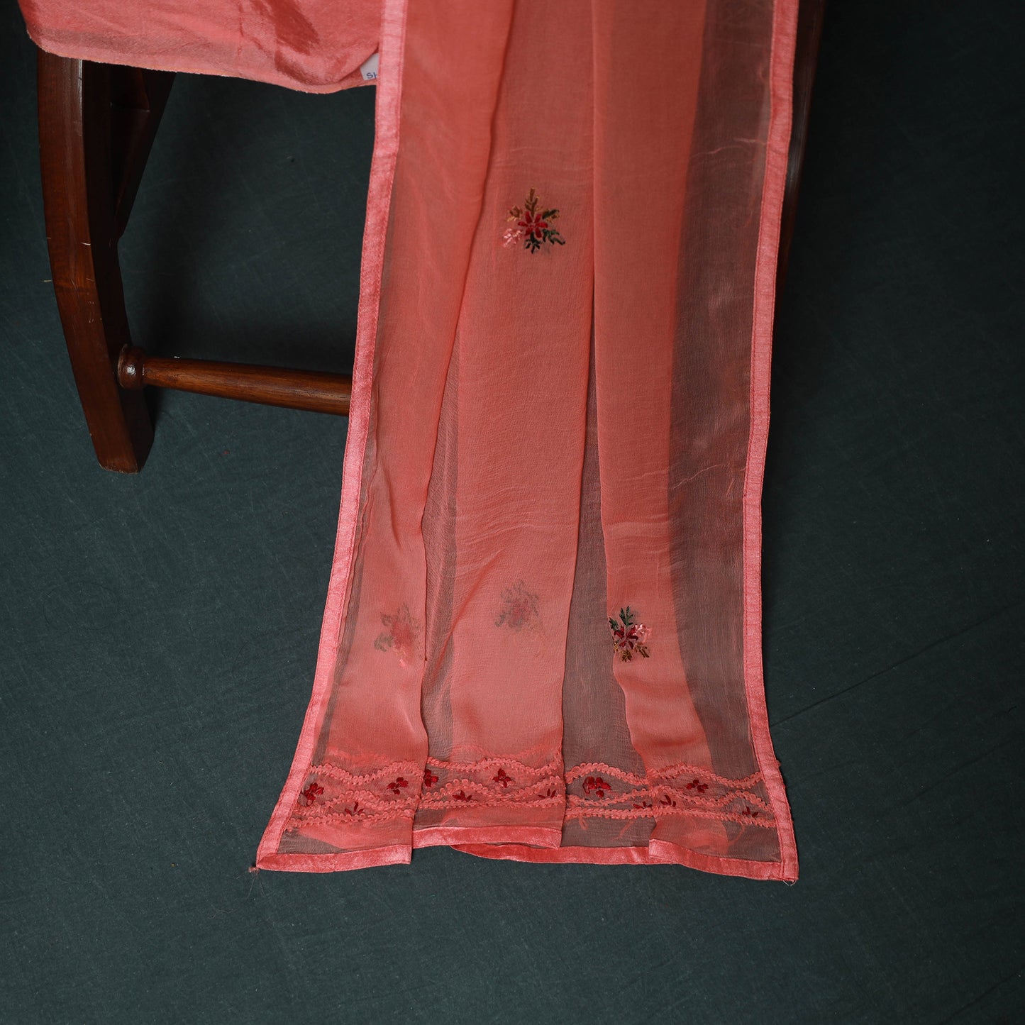 Pink - Hand Embroidered Muslin 3pc Unstitched Dress Material 05