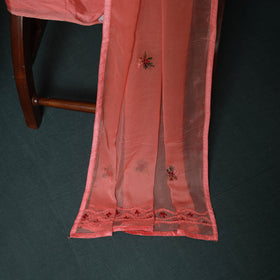 Pink - Hand Embroidered Muslin 3pc Unstitched Dress Material 05