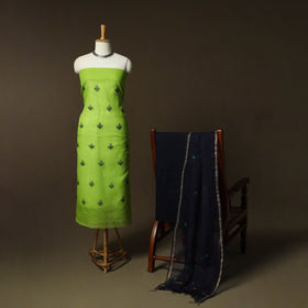 Plain Kota Doria Cotton Embroidered 3pc Unstitched Dress Material Suit Set 17