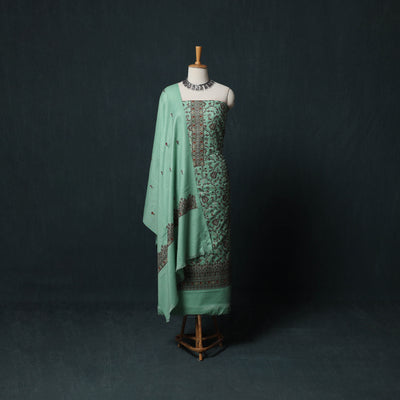 3pc Heavy Embroidered Wool Unstitched Dress Material Suit Set 47