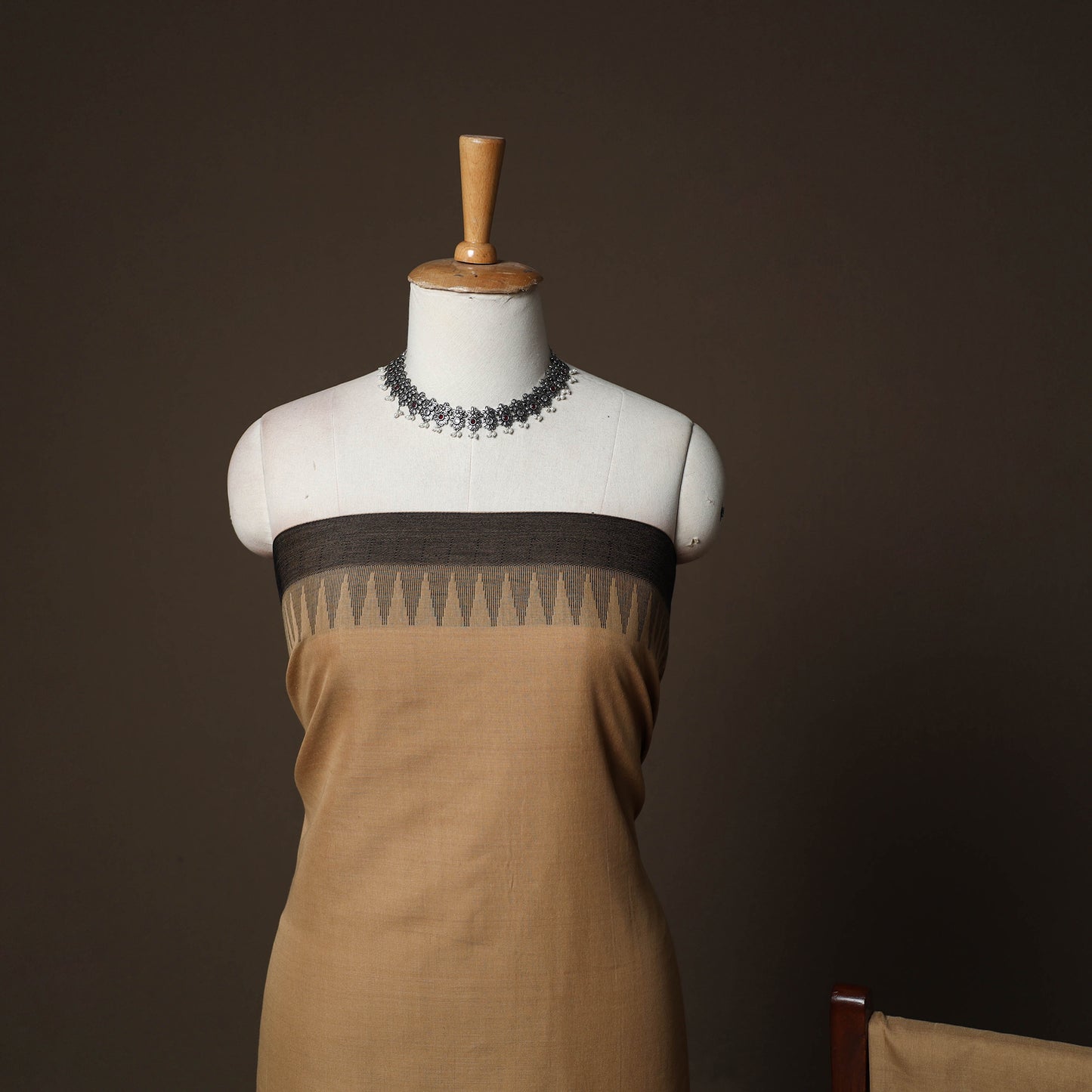 Dharwad Cotton 3pc Plain Unstitched Dress Material Suit Set with Woven Border 43