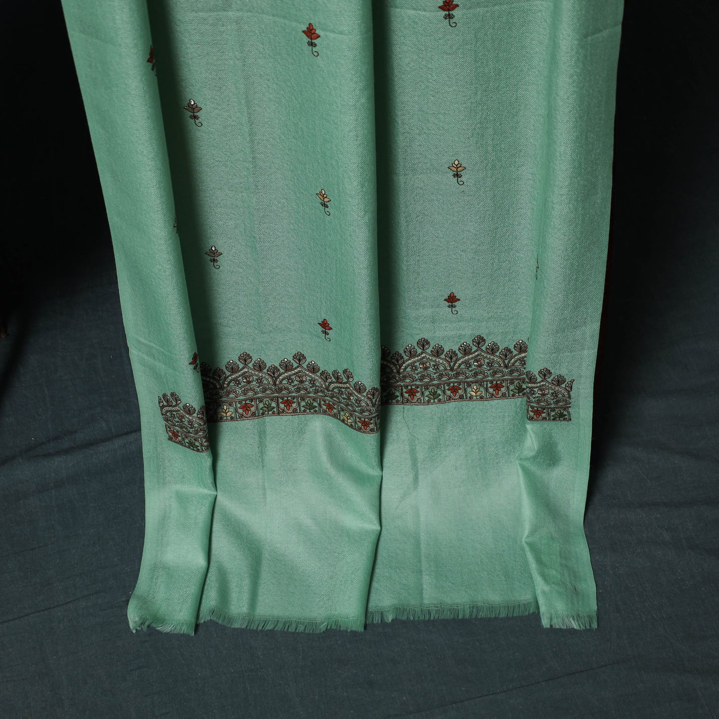 3pc Heavy Embroidered Wool Unstitched Dress Material Suit Set 47