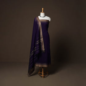 Dharwad Cotton 3pc Plain Unstitched Dress Material Suit Set with Woven Border 44