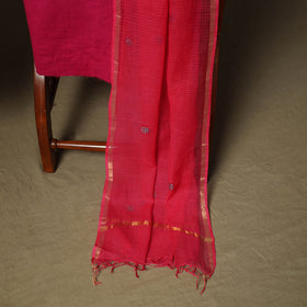 Plain Kota Doria Cotton Embroidered 3pc Unstitched Dress Material Suit Set 18