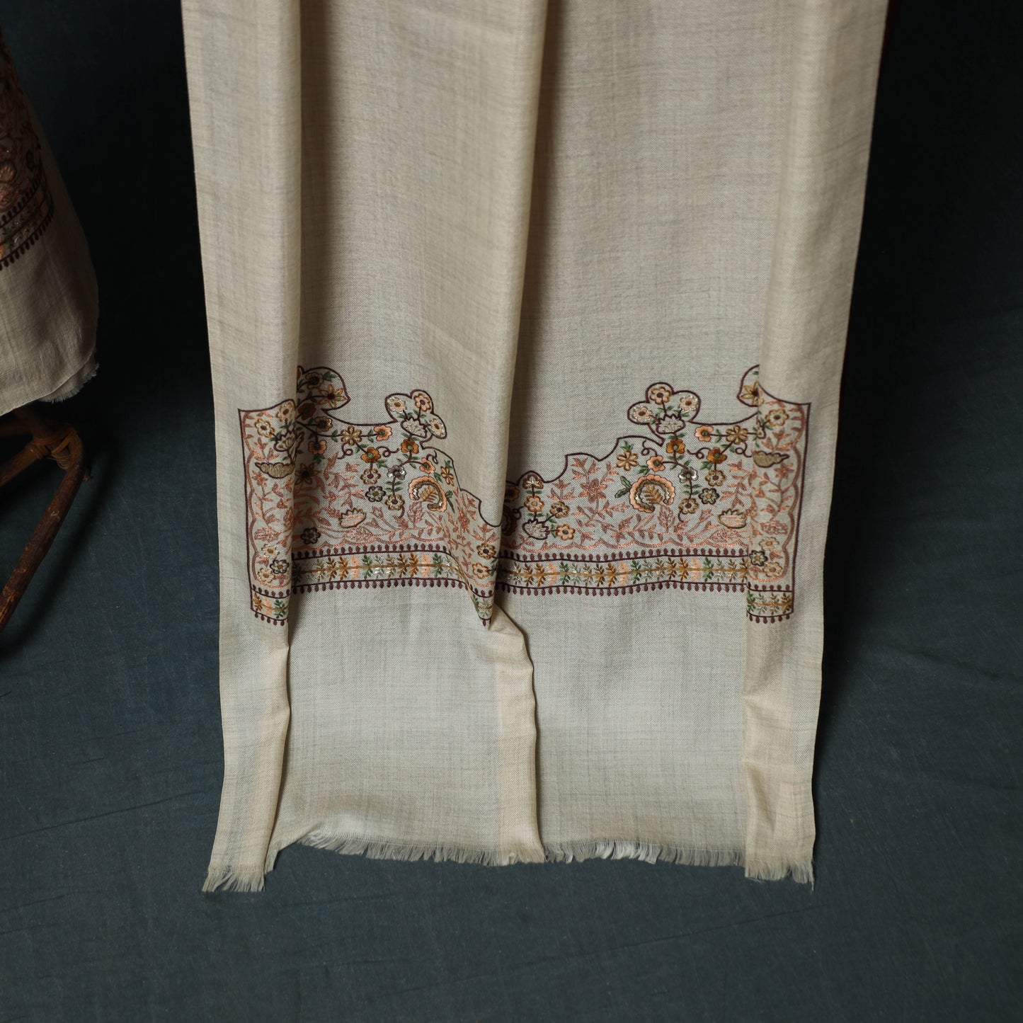3pc Heavy Embroidered Wool Unstitched Dress Material Suit Set 56
