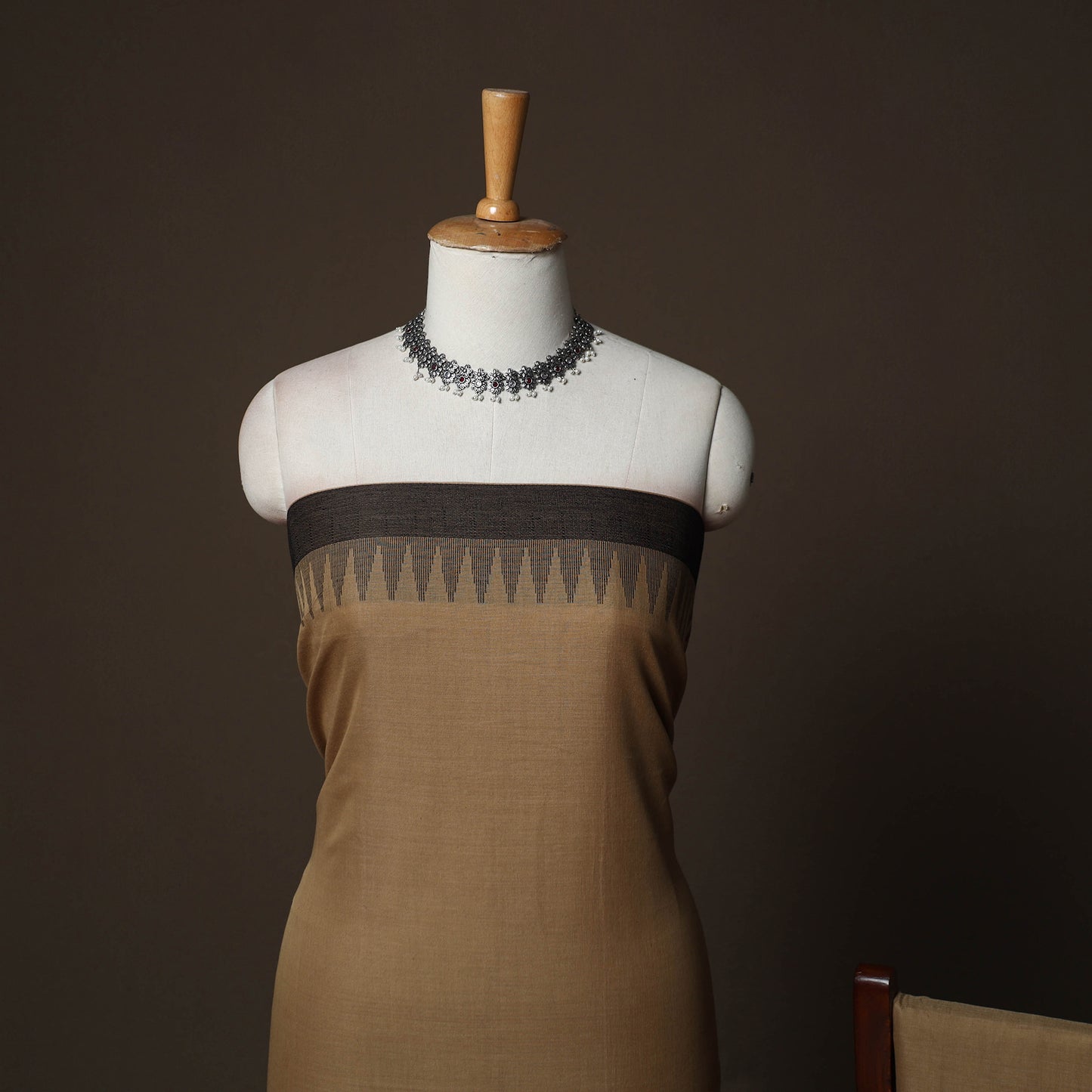 Dharwad Cotton 3pc Plain Unstitched Dress Material Suit Set with Woven Border 45