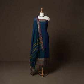 Dharwad Cotton 3pc Plain Unstitched Dress Material Suit Set with Woven Border 46