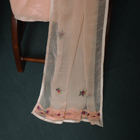 Pink - Hand Embroidered Muslin 3pc Unstitched Dress Material 08