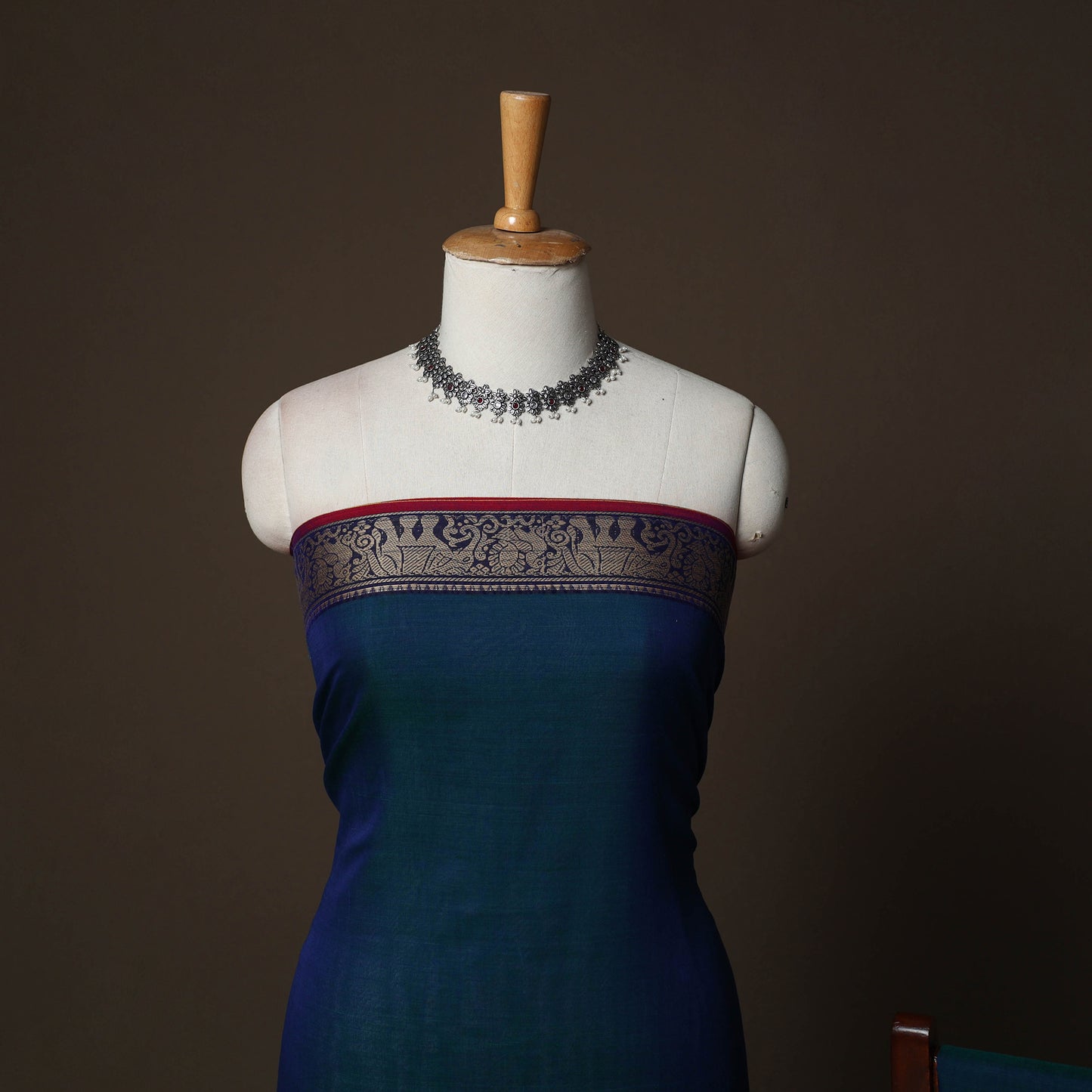 Dharwad Cotton 3pc Plain Unstitched Dress Material Suit Set with Woven Border 46