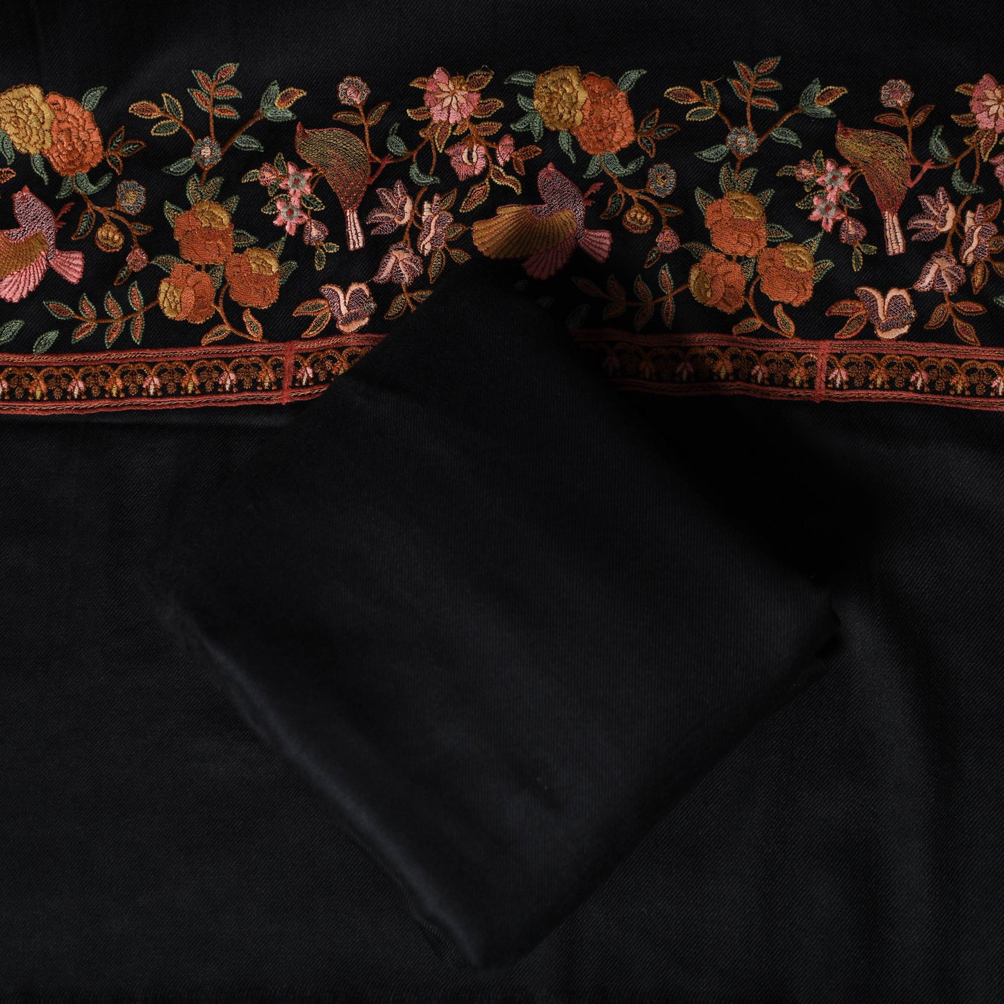 3pc Heavy Embroidered Wool Unstitched Dress Material Suit Set 49