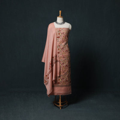 3pc Heavy Embroidered Wool Unstitched Dress Material Suit Set 50