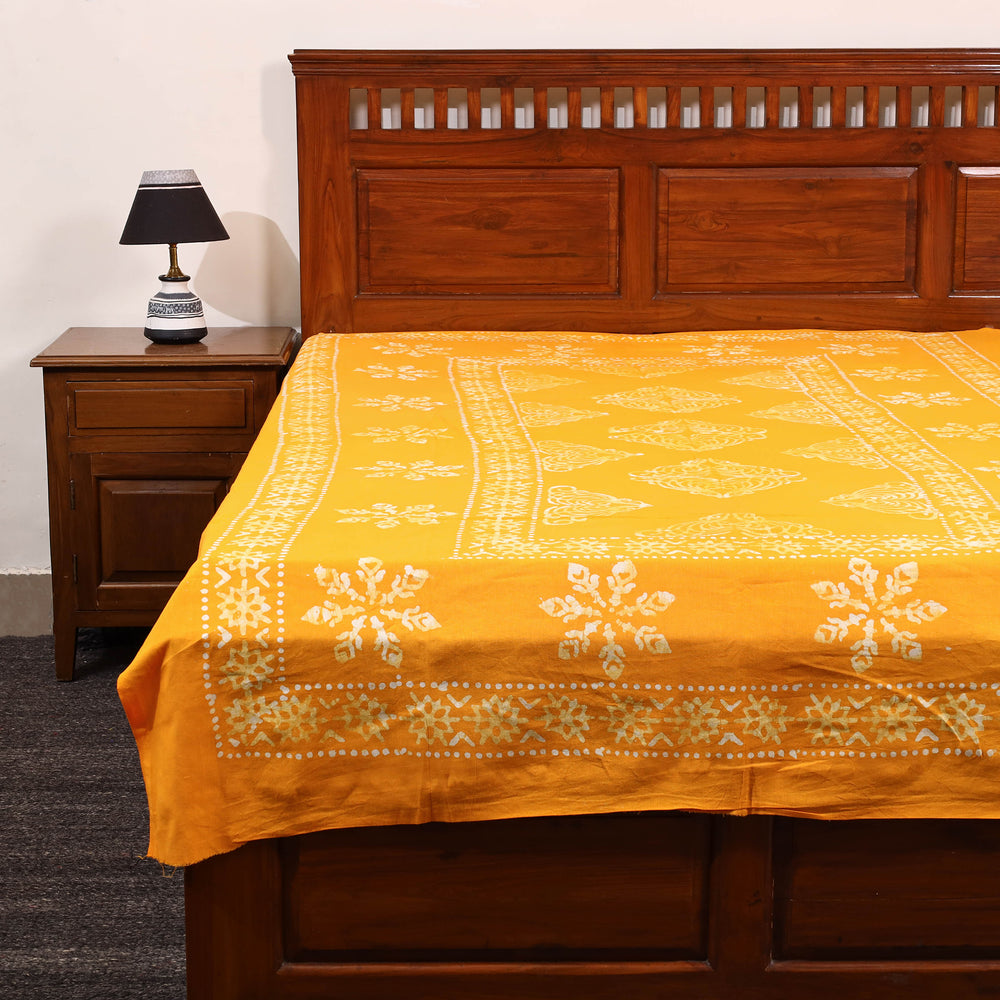 Orange - Cotton Hand Batik Print Single Bedsheet (91 x 57 ) 11