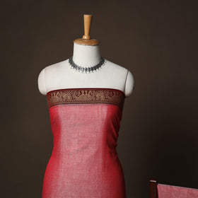 Dharwad Cotton 3pc Plain Unstitched Dress Material Suit Set with Woven Border 47