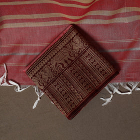 Dharwad Cotton 3pc Plain Unstitched Dress Material Suit Set with Woven Border 47